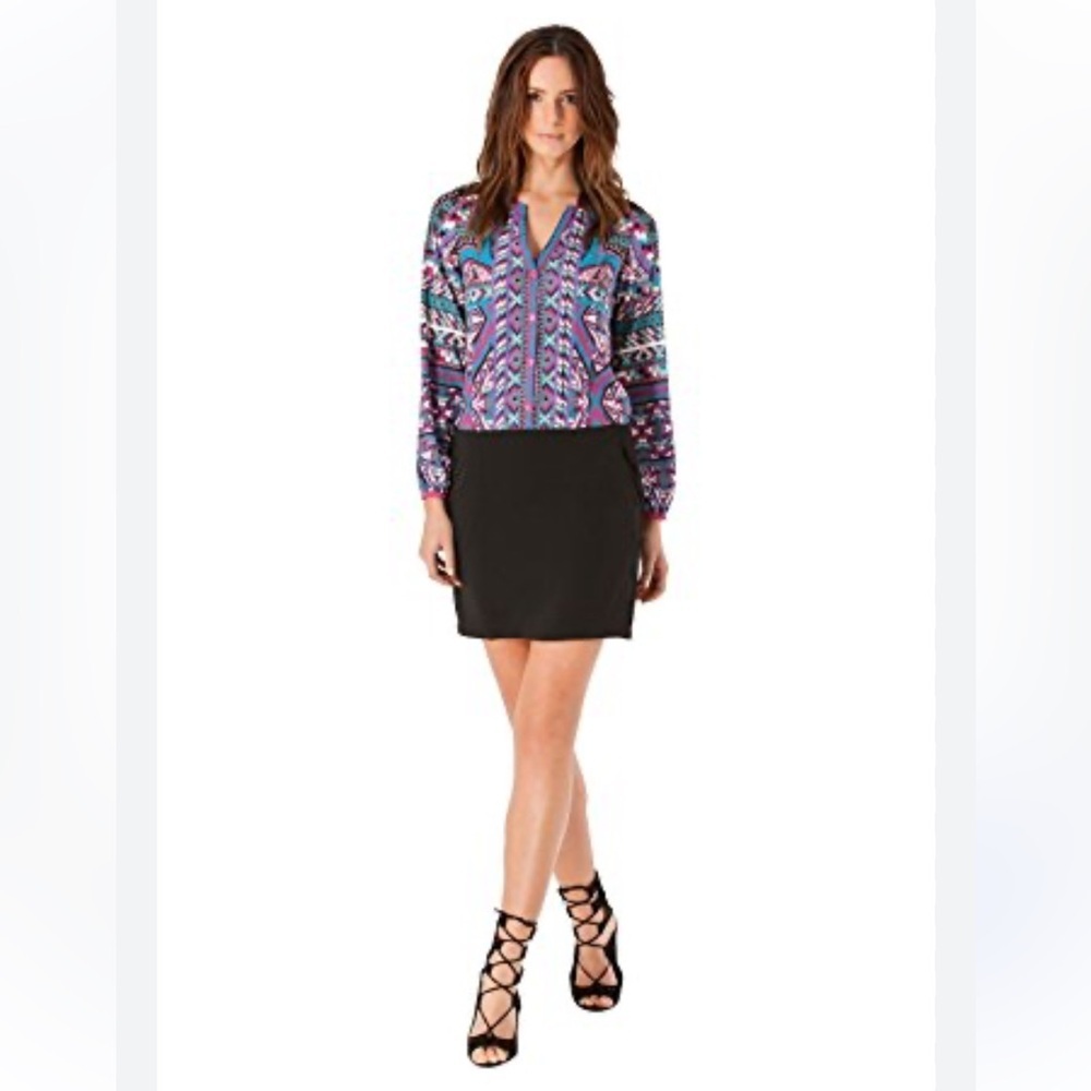 Hale Bob Junia Crepe De Chine Vibrant Geometric Dress sz S